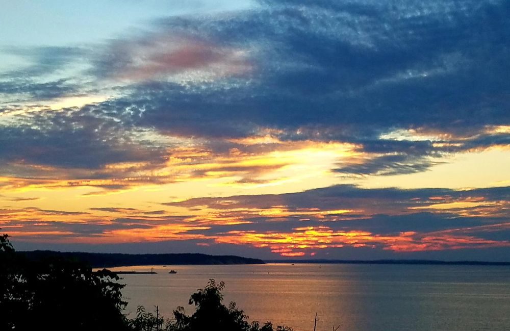Blue and orange contrast in a fall sunset sky